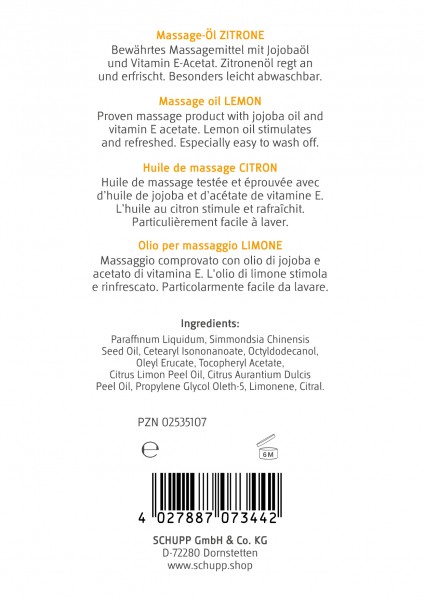 Schupp Massage-Öl Zitrone Online Shopping