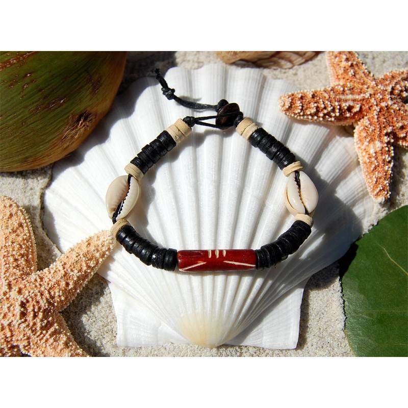 Seestern Sportswear SEESTERN Armband / Armbänder mit Kauri Muschel Design, Muschel Modeschmuck/005.bk 50% Rabatt mit kostenlosem Versand