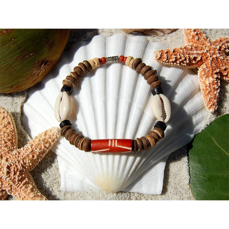 Seestern Sportswear SEESTERN Armband / Armbänder mit Kauri Muschel Design, Muschel Modeschmuck/006.bw Kostenloser Versand international