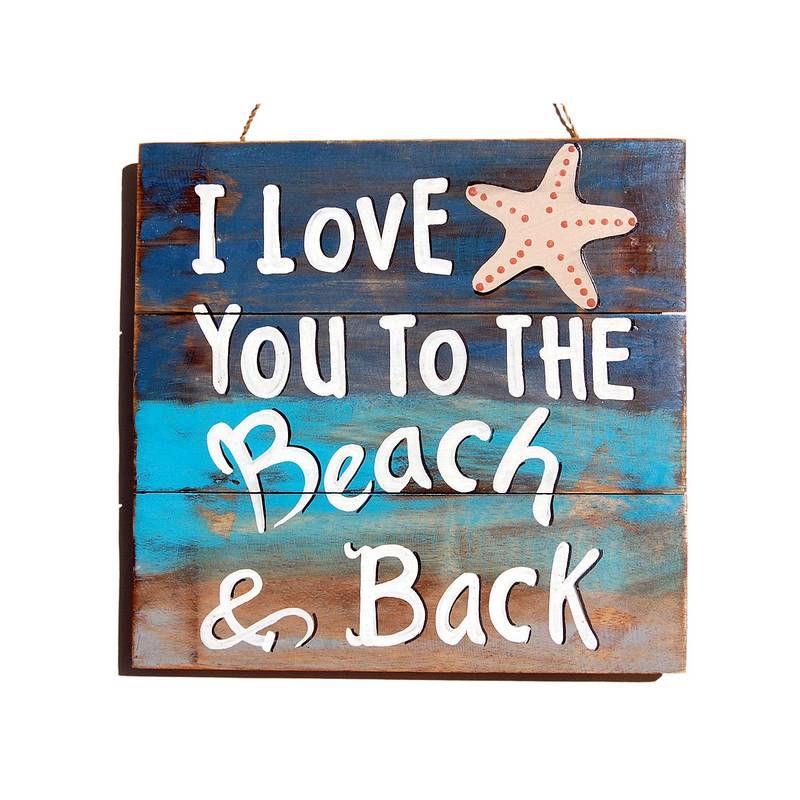 Seestern Sportswear Dekoratives Wand/Tür Schild Love Beach Seestern Strand 30 x 30 cm /2388 Valentinstagsangebot