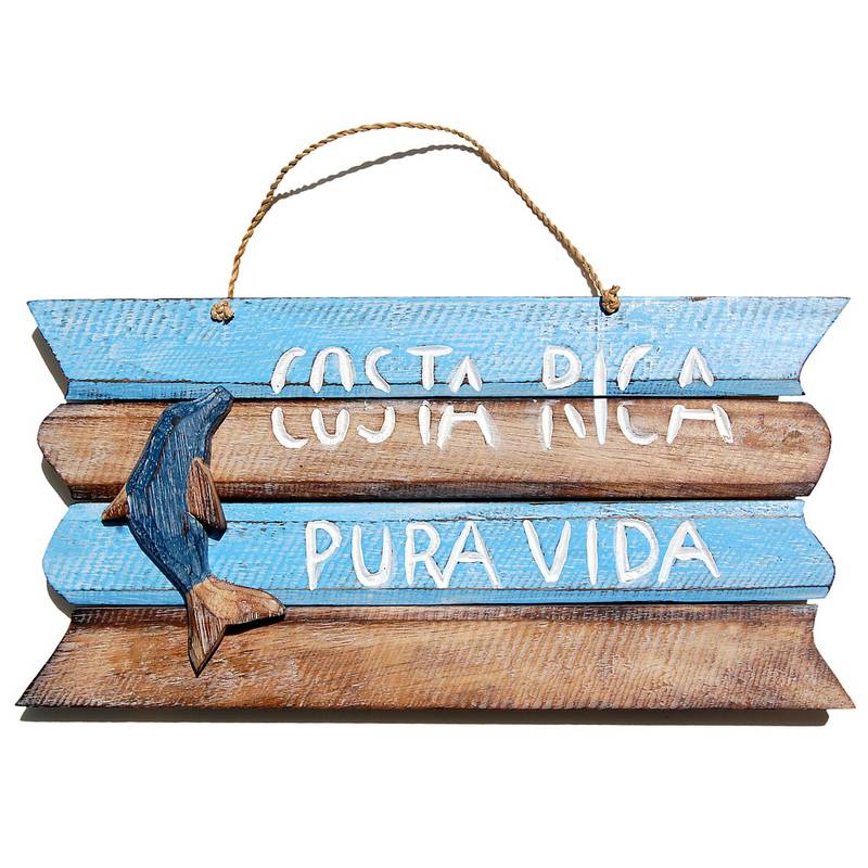 Seestern Sportswear SEESTERN Holzbild Wand Holz Bild 'Costa Rica Pura Vida' Delfin 40 x 20 cm /2360 Exklusive Angebote
