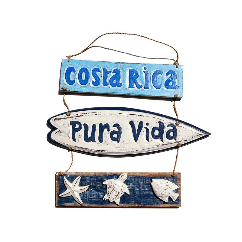 Seestern Sportswear SEESTERN Holzbild Wand Holz Bild 'Costa Rica Pura Vida' Delfin 40 x 33cm /2362 Blitzangebot