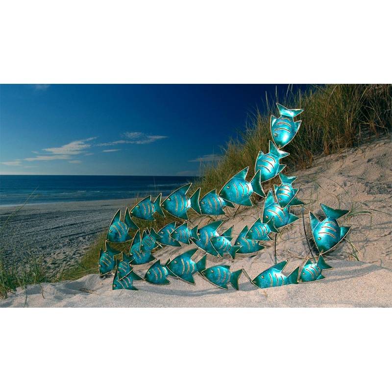 Seestern Sportswear SEESTERN Fischschwarm Metall Wand Deko Verzierung Hänge Wand Dekoration 80cm /1809.petrol Letzte 2 Tage