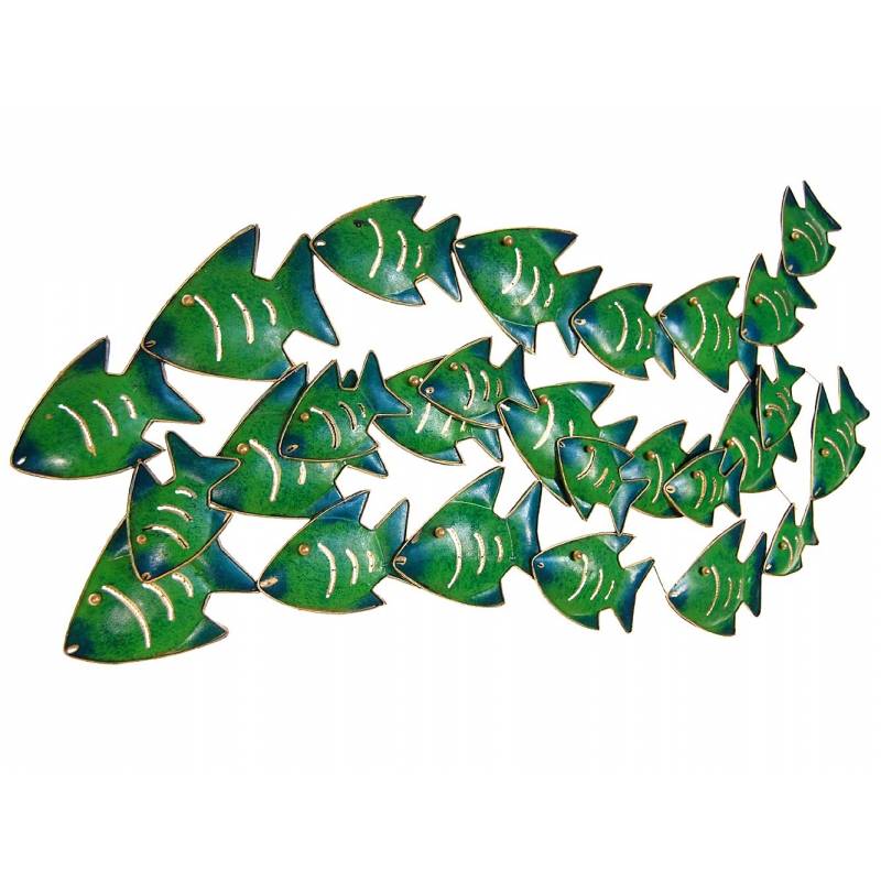 Seestern Sportswear SEESTERN Fischschwarm Metall Wand Deko Verzierung Hänge Wand Dekoration 80cm /1809.smaragd Letzter Tag