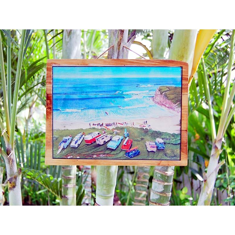 Seestern Sportswear Seestern Deko Holz Wandbild im Vintage Sixties Surf Look 30 x 40 cm Surfing Motiv /1814 Kostenloser Versand international