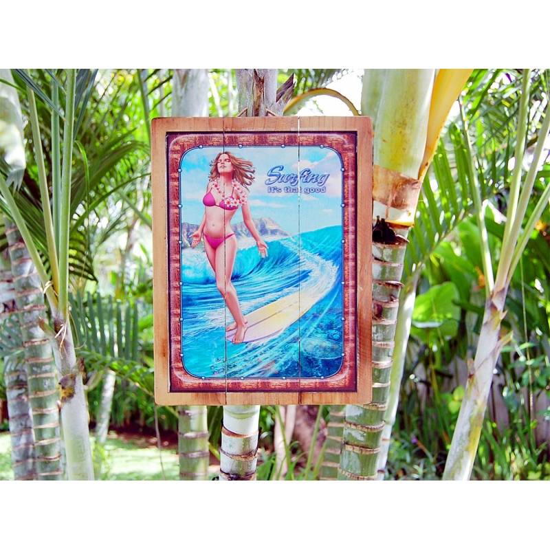 Seestern Sportswear Seestern Deko Holz Wandbild im Vintage Sixties Surf Look 30 x 40 cm Surfing Motiv /1817 Speichern exportieren