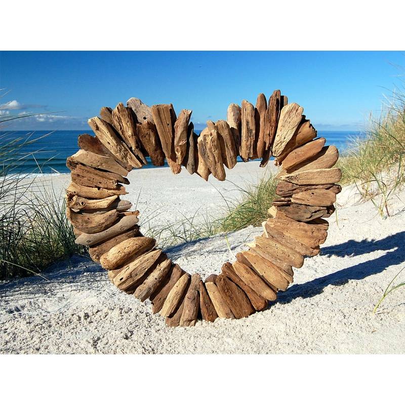 Seestern Sportswear SEESTERN Treibholz Deko mit Herz ( 40 cm ) Motiv Wanddeko Driftwood Holzdeko /1320 Fabrik Onlineshop