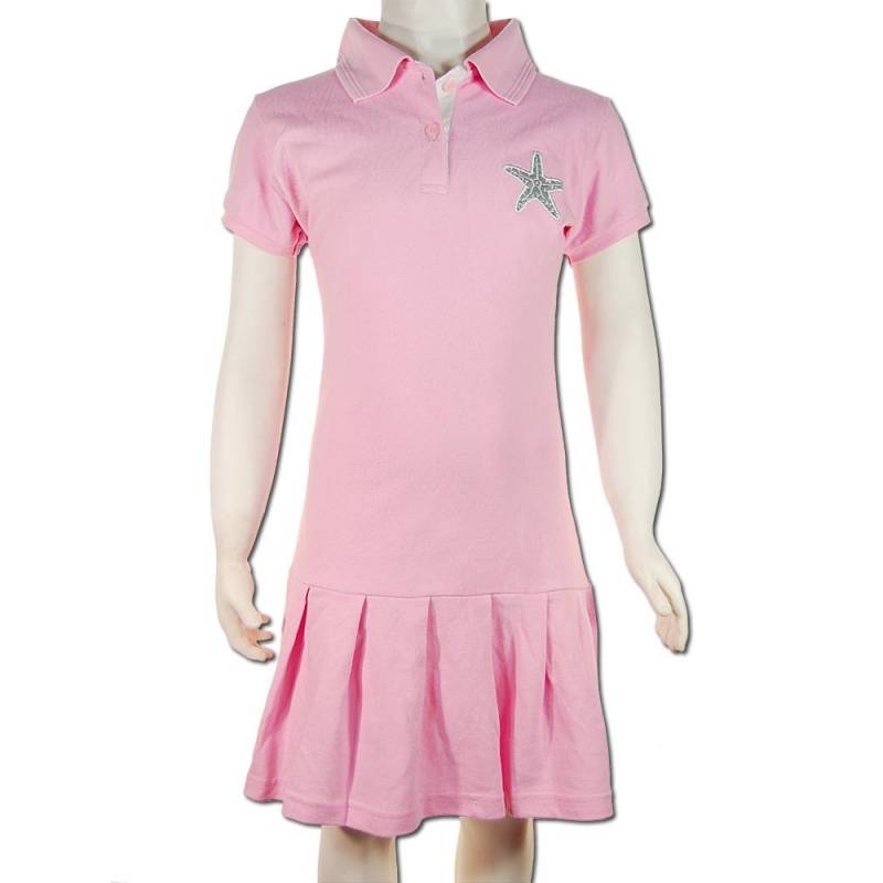 Seestern Sportswear SEESTERN Kinder Polokleid rosa mit süßem Faltenrock & Seestern Applikationen Gr.86-164 /1801 Auslauf