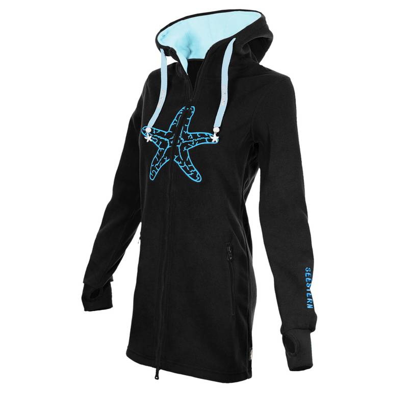 Seestern Sportswear SEESTERN Damen Kapuzen Fleecejacke 2WegeZipper Fleecemantel Fleece Sweatj.XS-4XL /1626.bk_ib Fabrik Onlineshop