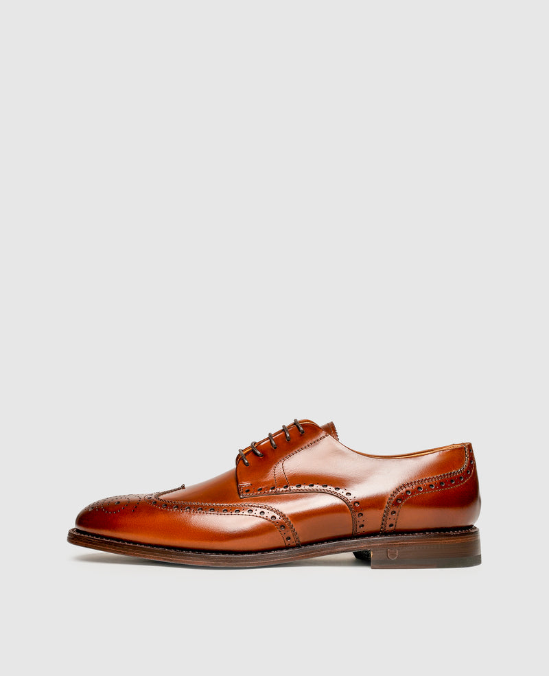 Shoepassion Rahmengenähte Full-Brogue Derby Herrenschuhe mit Glattleder Shoepassion