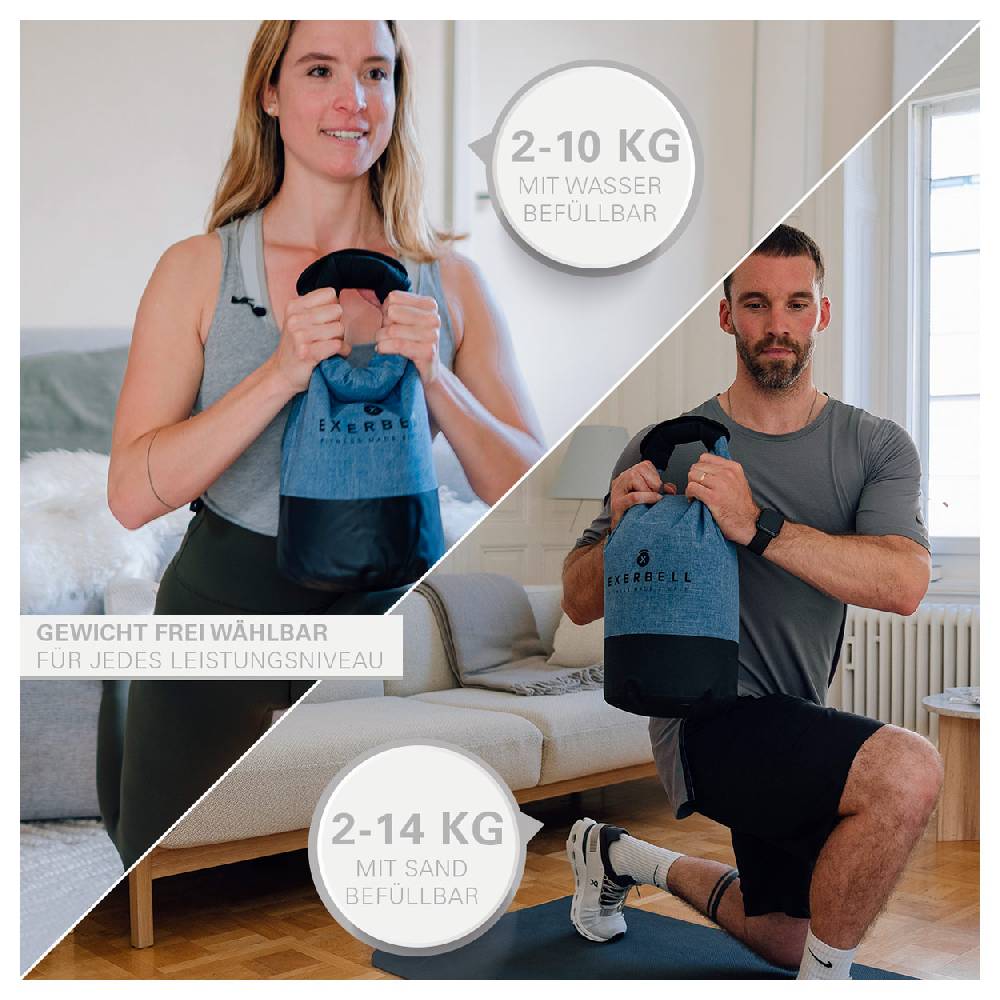 Sport Tec Exerbell faltbare Kettlebell, befüllbar bis 14 kg Kostenlose Rückgabe