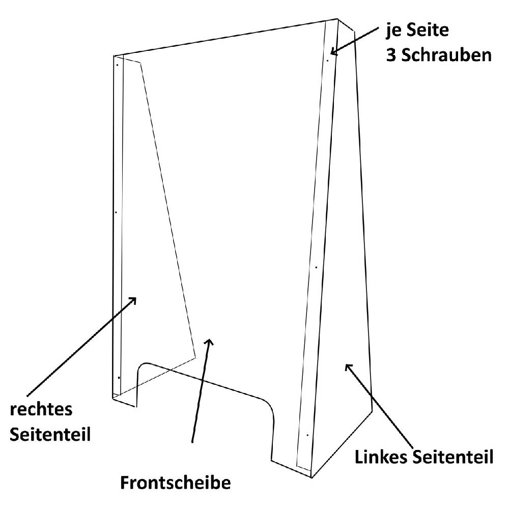 Sport Tec Hygiene Schutzwand aus Acrylglas 58x86x30 cm, mit Durchreiche 40x11 cm Nur noch ein Tag übrig