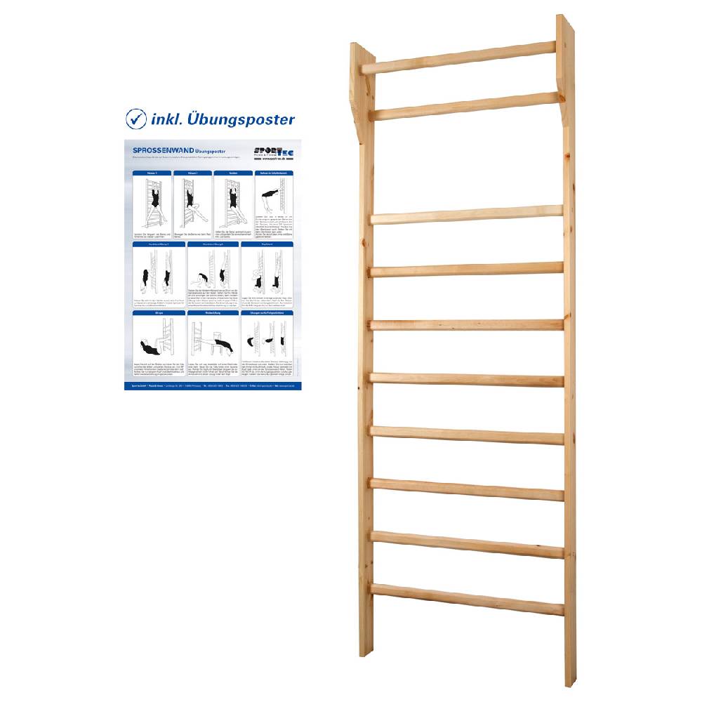 Sport Tec Sprossenwand Standard, BxH 80x230 cm, 10 Sprossen, inkl. Übungsposter