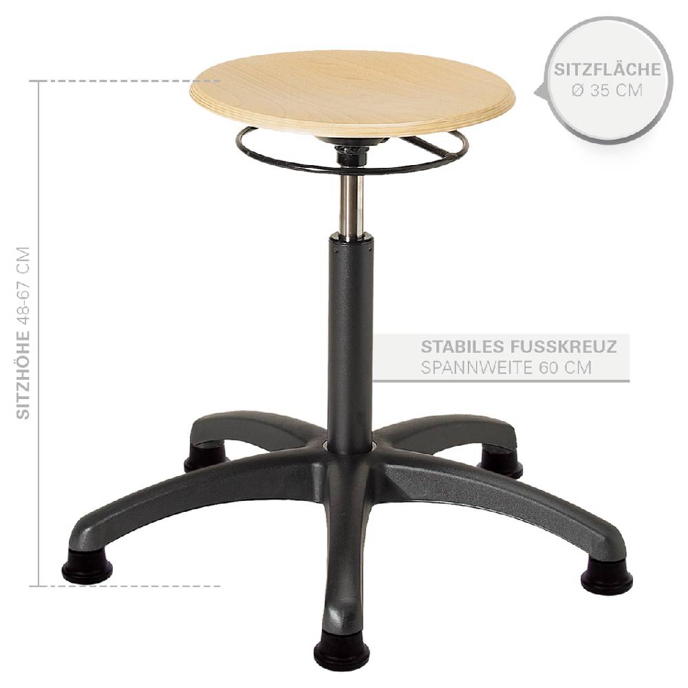 Sport Tec Drehhocker Standard mit Holzsitzfläche und Gleitern Saisonale Angebote