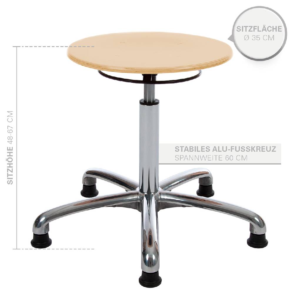 Sport Tec Drehhocker Exklusiv mit Holzsitzfläche und Gleitern Kauf eins, bekomm eins gratis