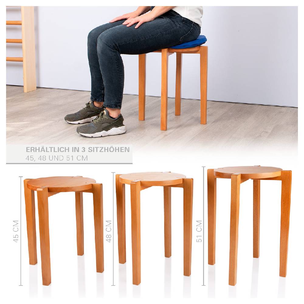 Sport Tec Gymnastikhocker-Set aus Holz inkl. Sitzkissen aus Kunstleder, Set 2-tlg., Sitzhöhe 45 cm Riesige Rabatte