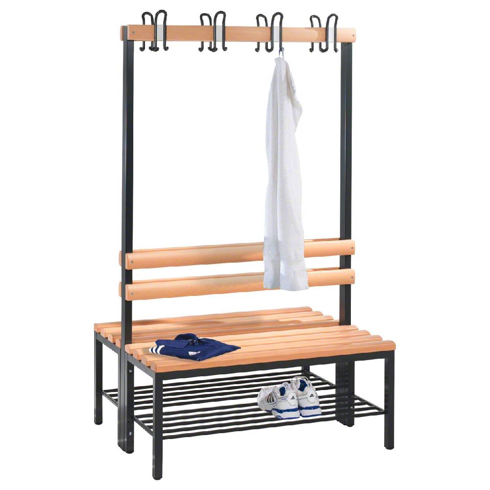 Sport Tec Doppelseitige Garderobenbank mit Schuhrost, 8 Haken, HxBxT 165x100x75,6 cm