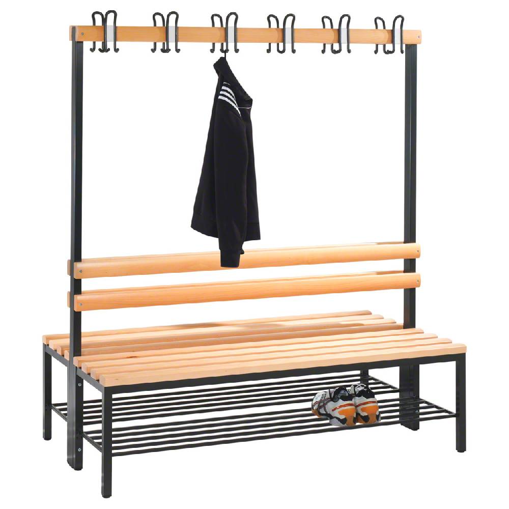 Sport Tec Doppelseitige Garderobenbank mit Schuhrost, 12 Haken, HxBxT 165x150x75,6 cm