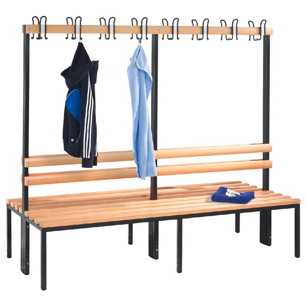 Sport Tec Doppelseitige Garderobenbank ohne Schuhrost, 16 Haken, HxBxT 165x200x75,6 cm