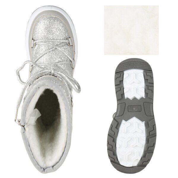 Stiefelparadies Kinder Winter Boots in Silber Neueste Stile