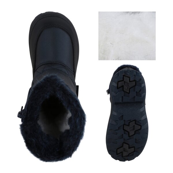 Stiefelparadies Kinder Winter Boots in Schwarz Dunkelblau Vierteljährliche Förderung