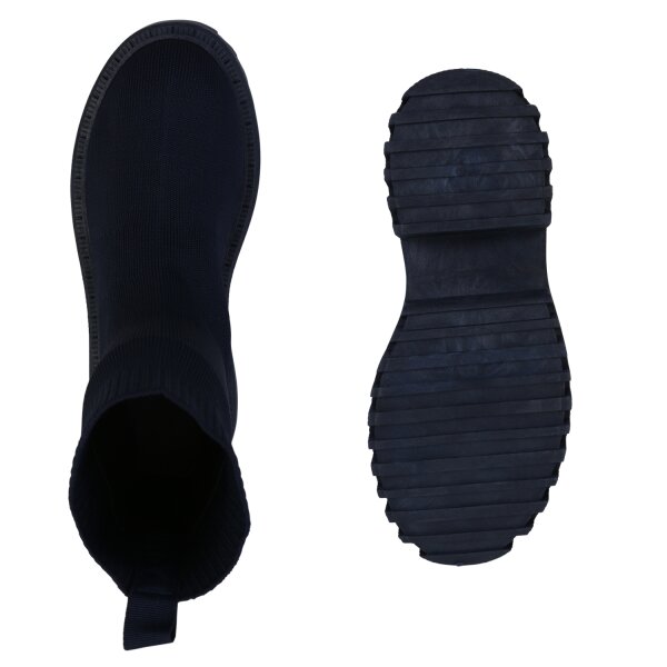Stiefelparadies Damen Plateau Boots in Dunkelblau Bis zu 55% Rabatt