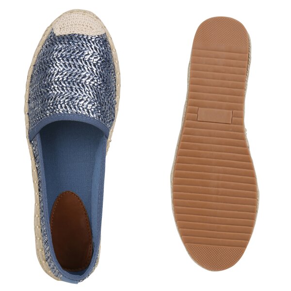 Stiefelparadies Damen Espadrilles in Rose Gold Nude Altrosa Nur noch ein Tag übrig