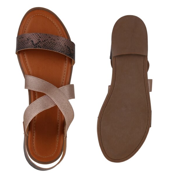 Stiefelparadies Damen Übergrößen Riemchensandalen in Rose Gold zollfrei