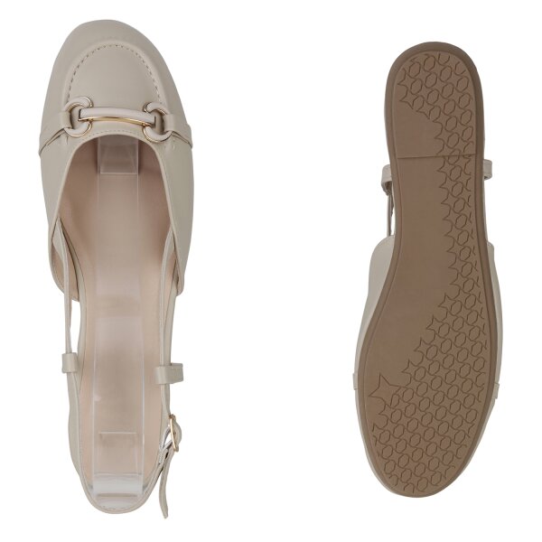 Stiefelparadies Damen Übergrößen Sling Ballerinas in Beige Kostenloser Versand