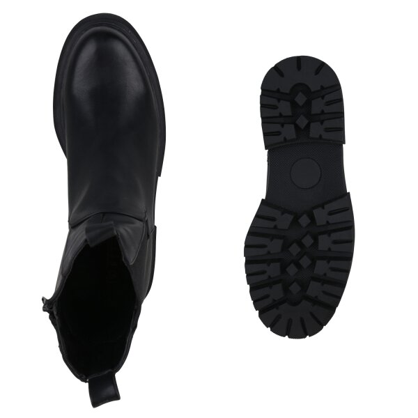 Stiefelparadies Damen Übergrößen Klassische Stiefeletten in Schwarz Großer Ausverkauf