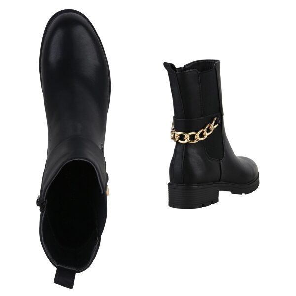 Stiefelparadies Damen Übergrößen Klassische Stiefeletten in Schwarz Flash Sale