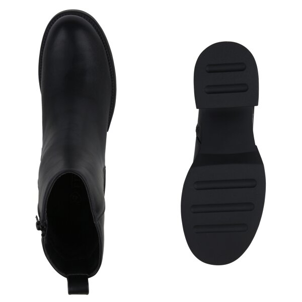 Stiefelparadies Damen Übergrößen Klassische Stiefeletten in Schwarz Online Shopping