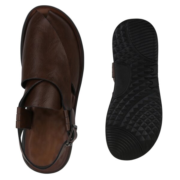 Stiefelparadies Herren Komfort Sandalen in Braun Tiefpreis