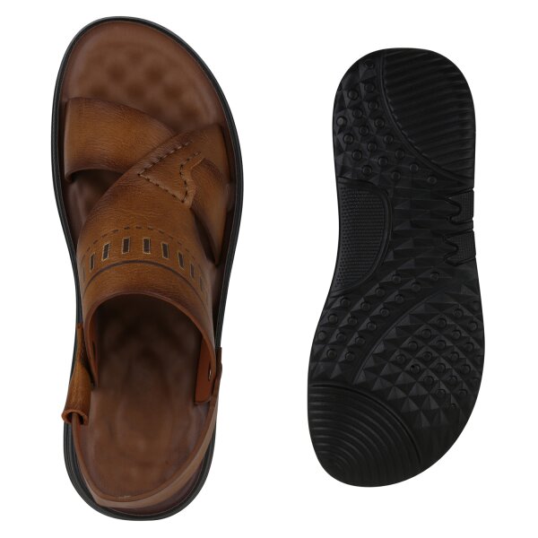 Stiefelparadies Herren Komfort Sandalen in Hellbraun Super Sparpreis