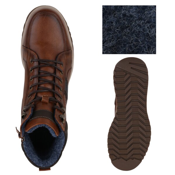 Stiefelparadies Herren Worker Boots in Hellbraun Dunkelblau 50% Rabatt mit kostenlosem Versand