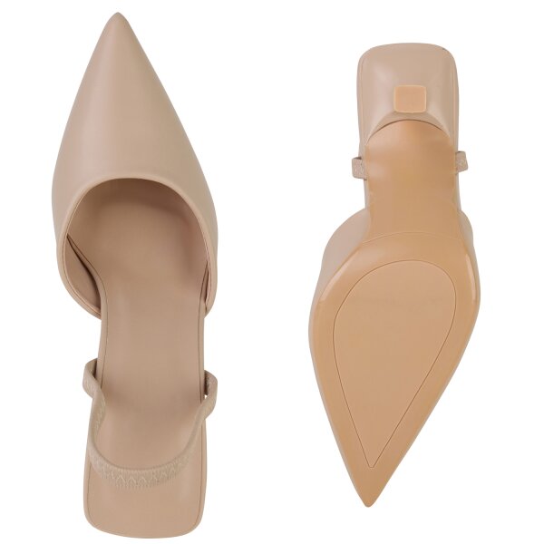 Stiefelparadies Damen Slingpumps in Beige Räumungsverkauf
