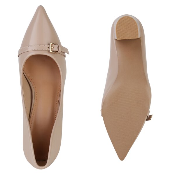 Stiefelparadies Damen Spitze Pumps in Beige Kauf eins, bekomm eins gratis