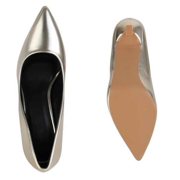 Stiefelparadies Damen Spitze Pumps in Gold Tägliche Deals