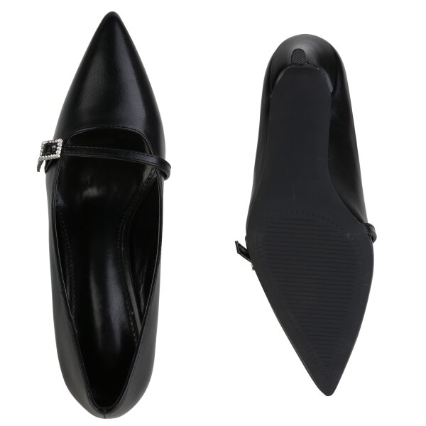 Stiefelparadies Damen Spitze Pumps in Schwarz Sonderangebote