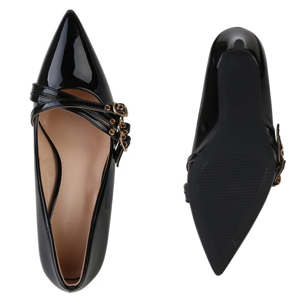 Stiefelparadies Damen Spitze Pumps in Schwarz Lack Riesige Ersparnisse
