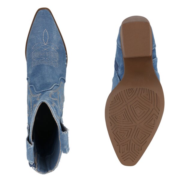Stiefelparadies Damen Cowboy Boots in Hellblau Denim Begrenzte Freigabe