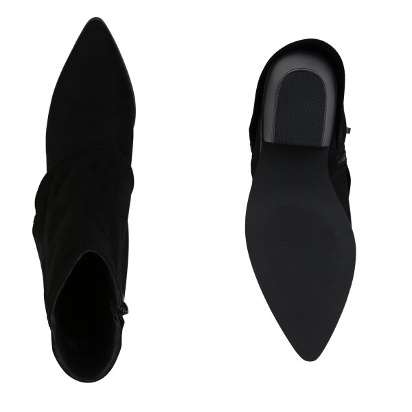 Stiefelparadies Damen Cowboy Boots in Schwarz Velours Neueste Stile