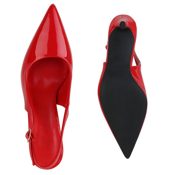 Stiefelparadies Damen Slingpumps in Rot Lack Bis zu 60% Rabatt