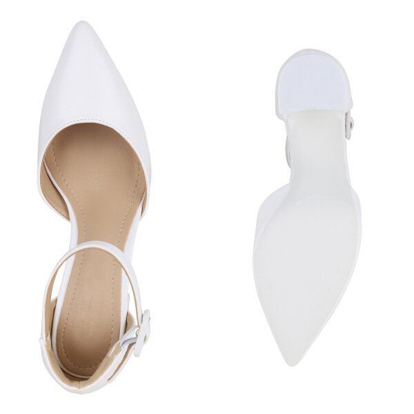 Stiefelparadies Damen Spitze Pumps in Weiss Bis zu 55% Rabatt
