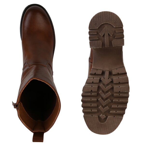 Stiefelparadies Damen Klassische Stiefeletten in Hellbraun Clearance-Verkauf