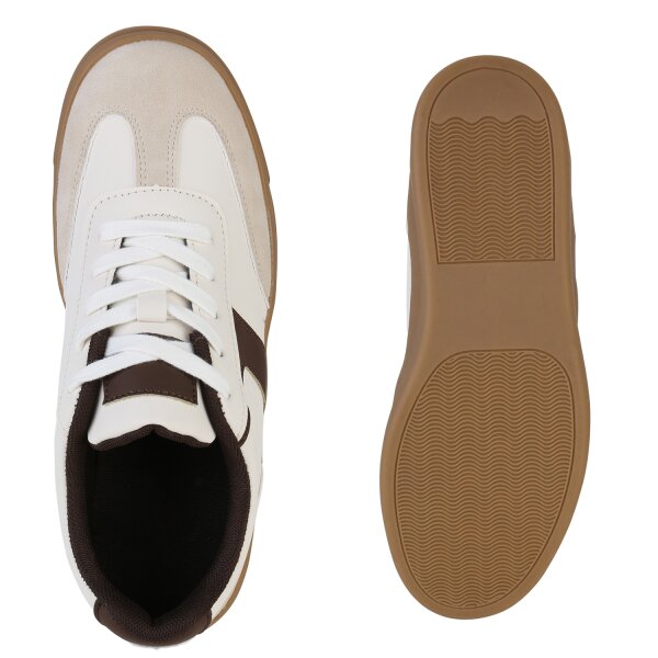 Stiefelparadies Damen Sneaker Low in Beige Speichern exportieren