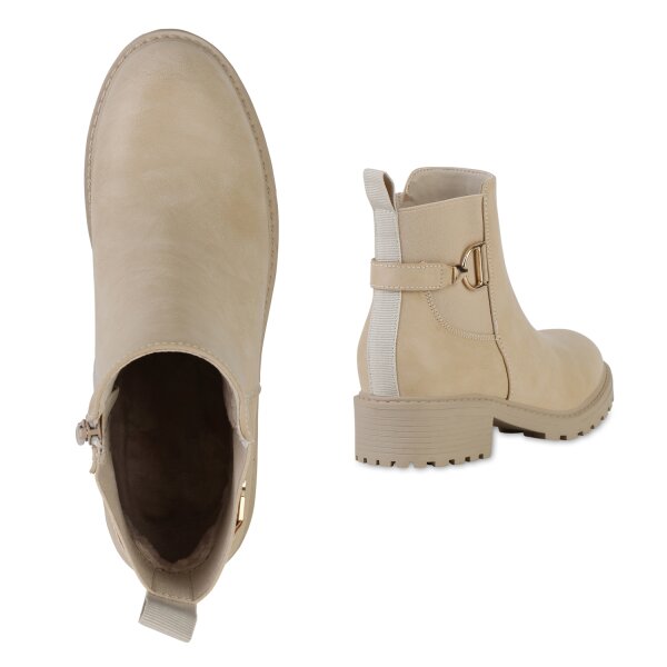 Stiefelparadies Damen Klassische Stiefeletten in Beige Angebote