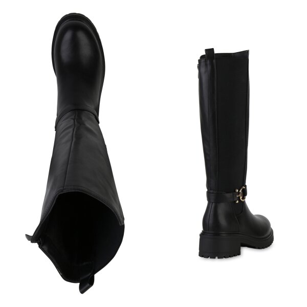 Stiefelparadies Damen Bikerstiefel in Schwarz Hotsell