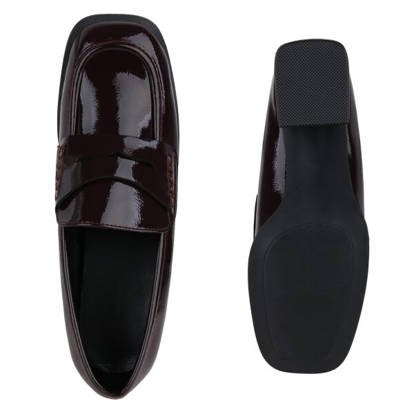 Stiefelparadies Damen Klassische Pumps in Burgund Lack Fabrikpreis