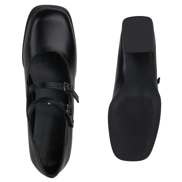 Stiefelparadies Damen Mary Janes in Schwarz Sonderangebot
